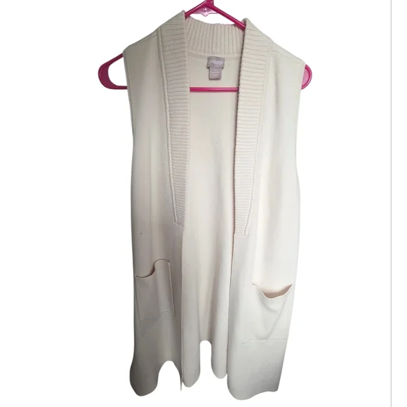 Chicos Women's Cream Cardigan Vest - Picture 1 of 4